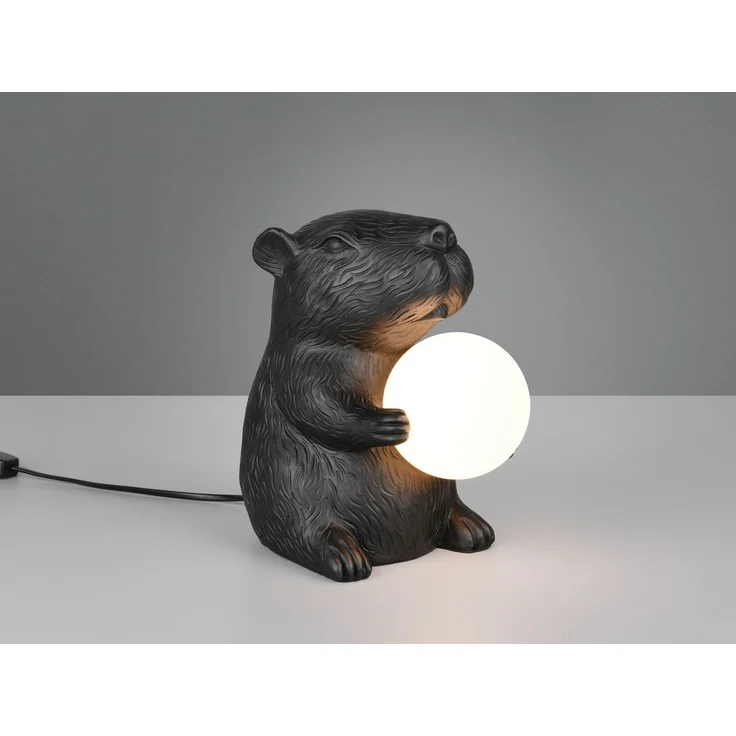 Besondere LED Tischleuchte kleine Capybara Lampe Schwarz, Höhe 25cm – Bild 3