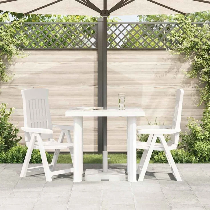 Gartentisch, Balkontisch, Beistelltisch Weiß 80x75x72 cm Kunststoff – Bild 3