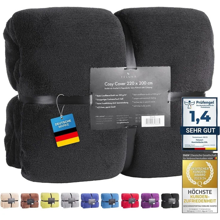 Wohndecke FELUNA Coral Fleece Kuscheldecke XXL – Superweicher Cashmere-Touch, Feluna, Tagesdecke Kaschmir-Touch 220 x 200 cm – Bild 1