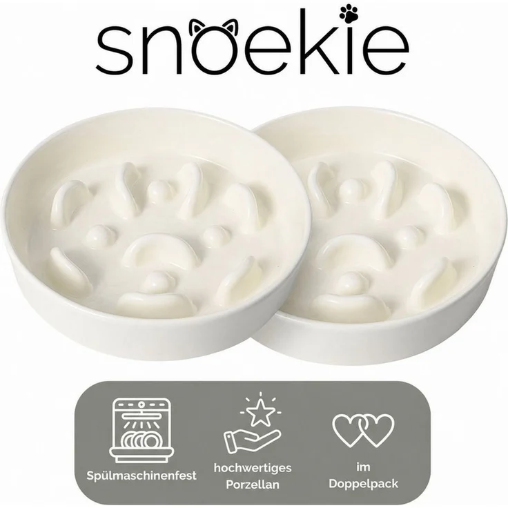 SNOEKIE Napf snoekie Porzellan Flacher Anti-Schling-Napf Hunde, Katzen 15×15×3.5cm – Bild 1