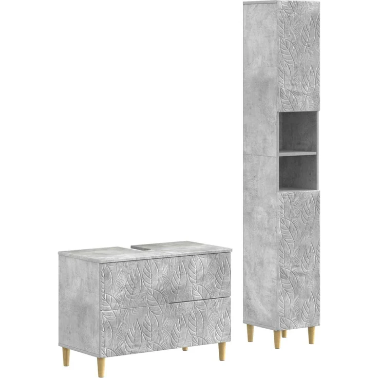 vidaXL 2-teiliges Badezimmer Schrank Set DELFT Betongrau Holzwerkstoff 3417543 – Bild 2