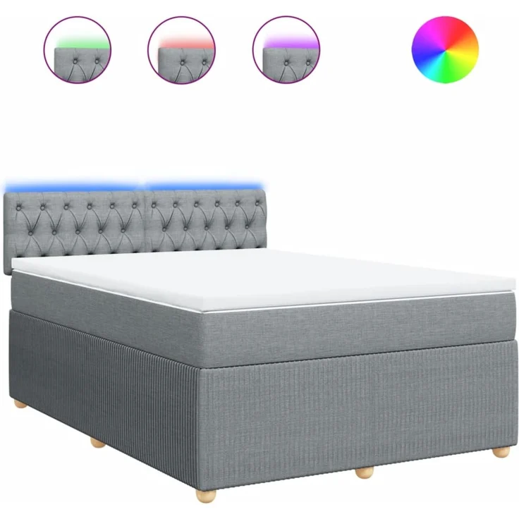 vidaXL Boxspringbett mit Matratze Hellgrau 140x200 cm Stoff 3289786 – Bild 2