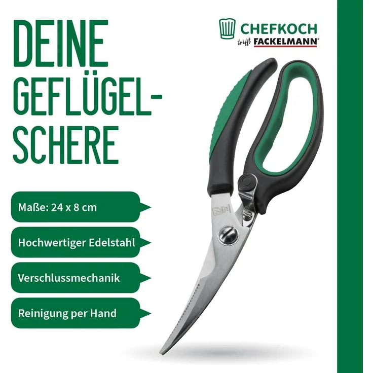 Chefkoch trifft Fackelmann Geflügelschere Geflügelschere aus Edelstahl – 235x75x25mm – Anti-Rutsch Griff – Bild 2