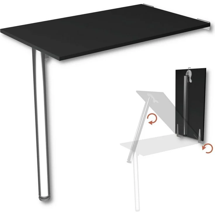 KDR Produktgestaltung Klapptisch 80x50 Wandklapptisch Esstisch Küchentisch Schreibtisch Wand Tisch, Schwarz – Bild 5