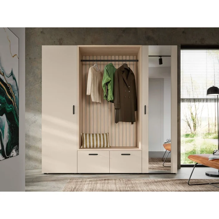 moebel-dich-auf Kompaktgarderobe MODENA (Set, 3-tlg, Sitzbank mit Paneel und 2 Garderobenschränken) 210 cm breit – Bild 3