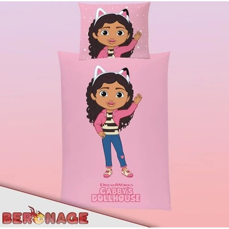 BERONAGE Kinderbettwäsche Gabby's Dollhouse Bettwäsche Rosa und Pink weiche Flanell-Qualität, Polyster, 2 teilig – Bild 4