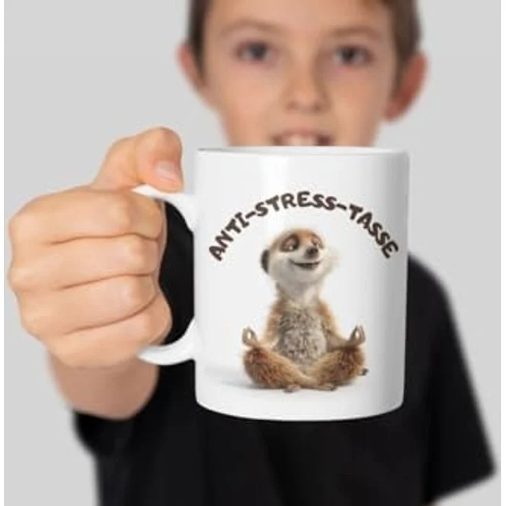 WS-Trend Tasse Anti Stress Erdmännchen Kaffeetasse Teetasse Tasse Geschenkidee, Keramik – Bild 3