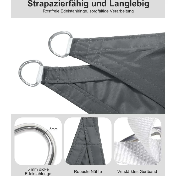LOVE STORY Sonnensegel Wasserdicht 3. 5x5 m Rechteckig PES Polyester Sonnenschutz Windschutz Balkon Terrasse 95% UV-Schut,für Balkon Garten,Anthrazit – Bild 5