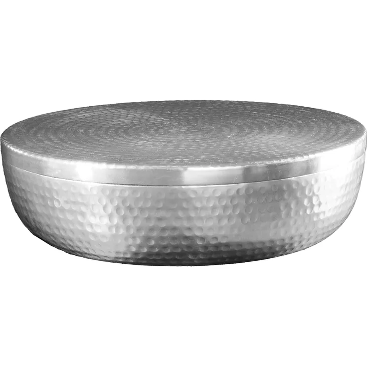 riess-ambiente Dekoschale ORIENT Ø40cm silber · Schmuck-Dose mit Deckel aus Aluminium (Einzelartikel, 1 St), rund · Hammerschlag-Design · handmade · Esszimmer · Wohnzimmer