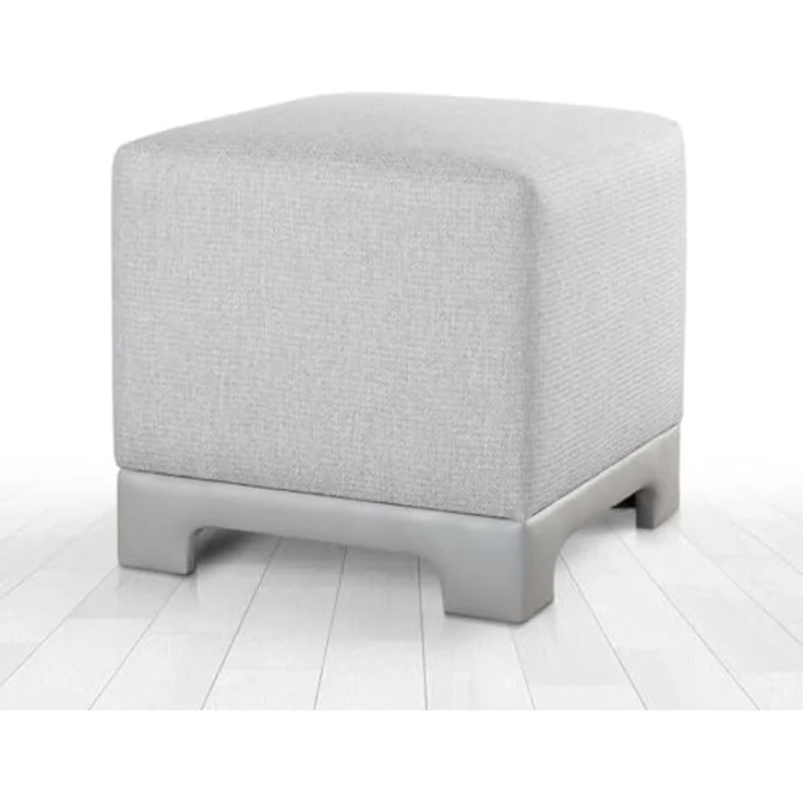 Stylish Grey Pouffe, 50 x 50 x 47 cm | 50% Cotton & 50% Linen, 35 DNS Orthopedic Sponge, 6 cm Thick | Faux Leather Legs, Perfect for Modern Living Spaces – Bild 6
