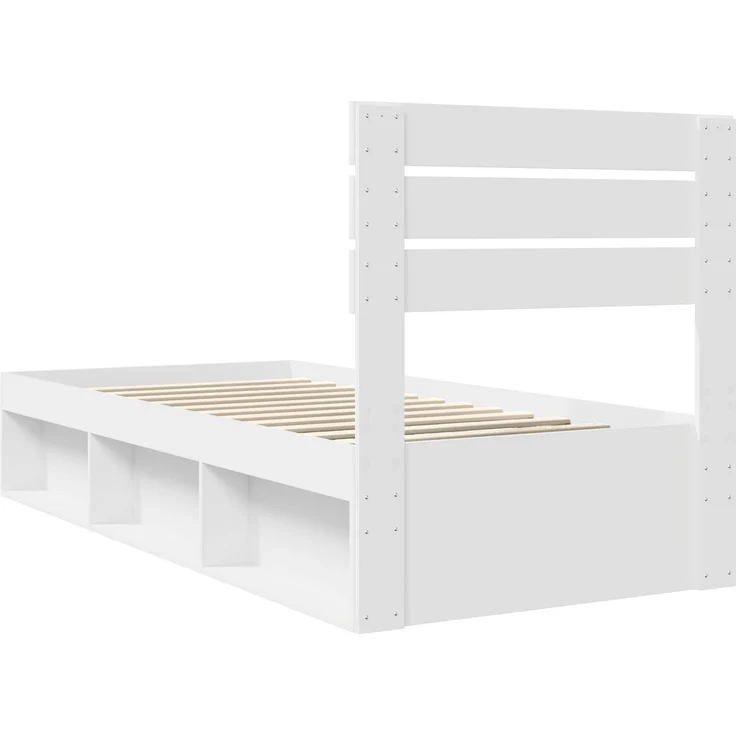 vidaXL Bettrahmen mit Kopfteil Weiß 90 x 190 cm Massives Kiefernholz 3411463 – Bild 8
