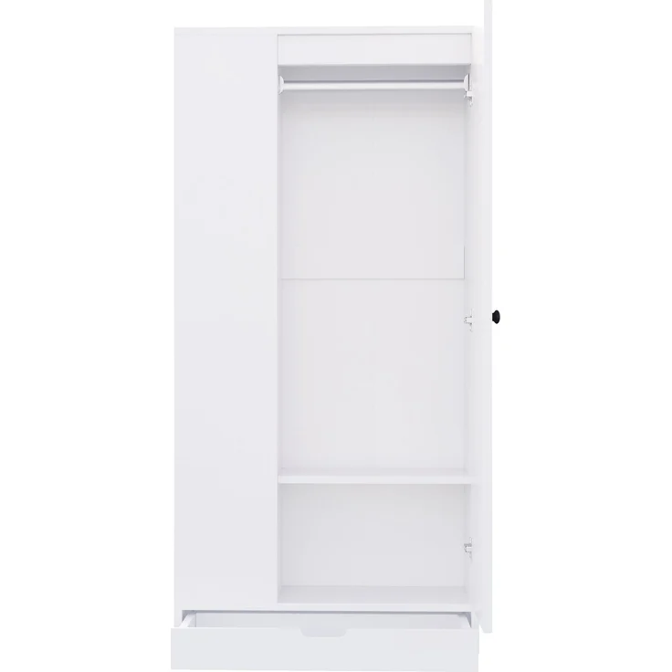 Merax Kleiderschrank 70*40*170cm, Eintürige Ausführung, mit Einlegeböden und Schubladen, Weiß – Bild 7