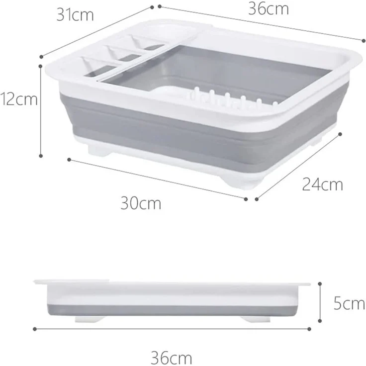 DELIPOP – Abtropfgestell Faltbar Abtropfständer, Geschirr Faltbar Abtropfgestell für Camping, Wohnwagen, Outdoor-Aktivitäten, Küche, Grau - 12x31x36cm – Bild 2