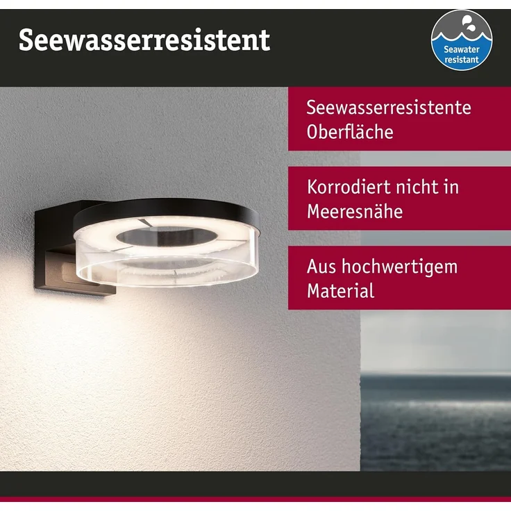 Paulmann 93111 LED Außenwandleuchte Capea Bewegungsmelder anthrazit 3000K IP44 – Bild 2