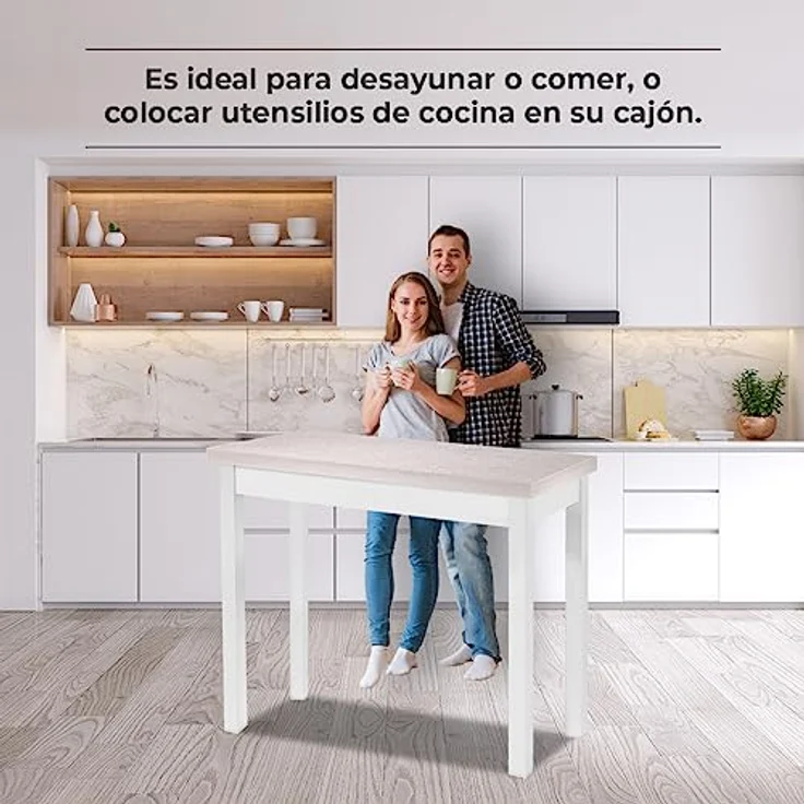 ASTIMESA Küchentisch im Buchstil ohne Schublade und Platte aus laminiertem Holz, Grau, 80 x 40 cm a 80 x 80 cm – Bild 5