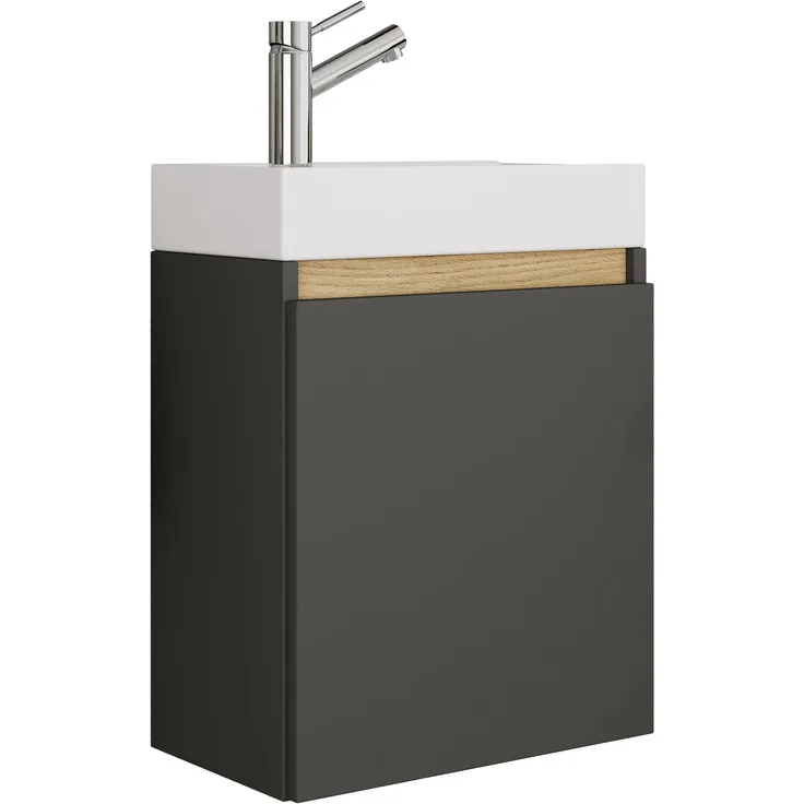 VCM Badmöbel Waschtisch Cosila 921949 Anthrazit / Honig-Eiche H. 55 x B. 41 x T. 22 cm