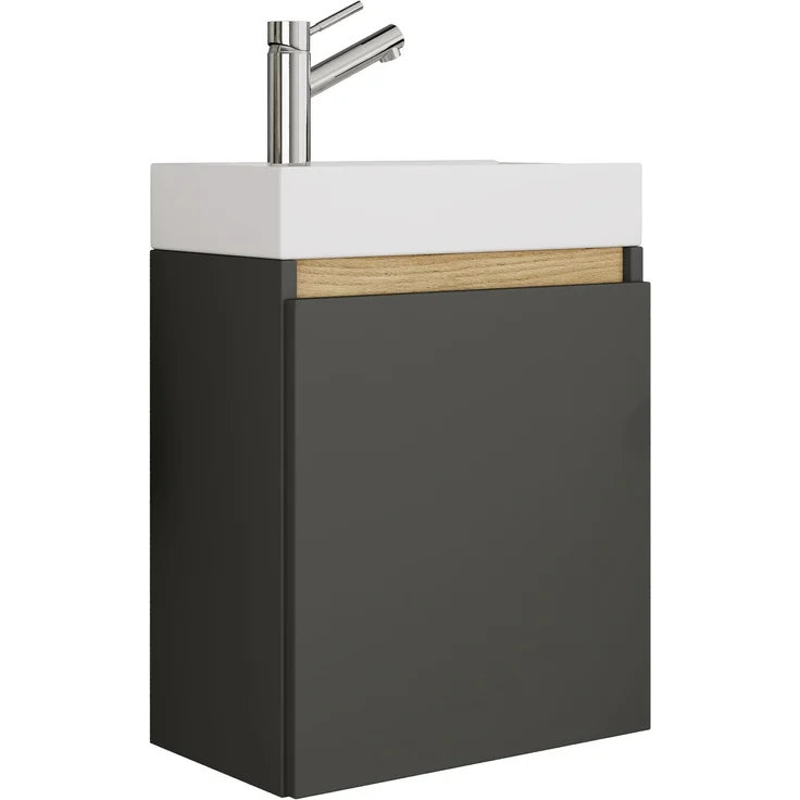 VCM Badmöbel Waschtisch Cosila 921949 Anthrazit / Honig-Eiche H. 55 x B. 41 x T. 22 cm – Bild 1