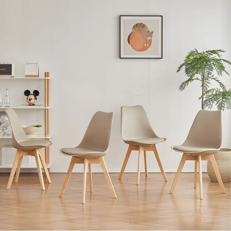 GrandCA HOME Esszimmerstuhl 4er/6er Set Esszimmerstuhl, Moderner Gepolsterter Küchenstuhl (6 St), mit Beine aus Buchenholz, kaki