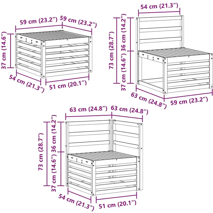 vidaXL Sofagarnituren Massivholz Akazie 3384850 – Bild 10