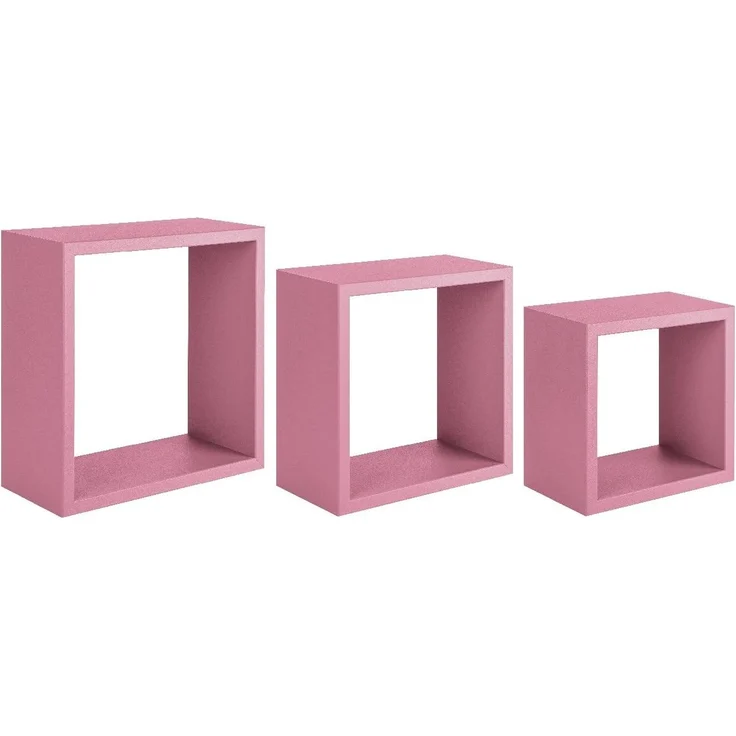 Homemania Incubo Wandregal – Wohnzimmer, Schlafzimmer, Büro – MDF, Rosa, 35 x 35 x 15,5/30 x 30 x 15,5/25 x 25 x 15,5 cm – Bild 1