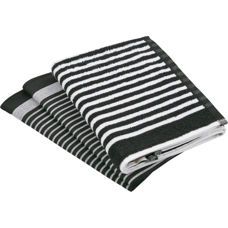 ROSS Geschirrtuch Exclusiv, (Set, 3-tlg), 1x Küchen-Frottiertuch 50x50 cm Streifen u. 2x Geschirrtücher 50x70 cm