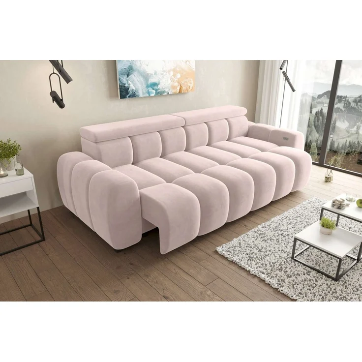 99rooms Alessio Bigsofa Velours TIFFANY Beige mit Sitztiefenverstellung Lieferung Wohnung – Bild 3