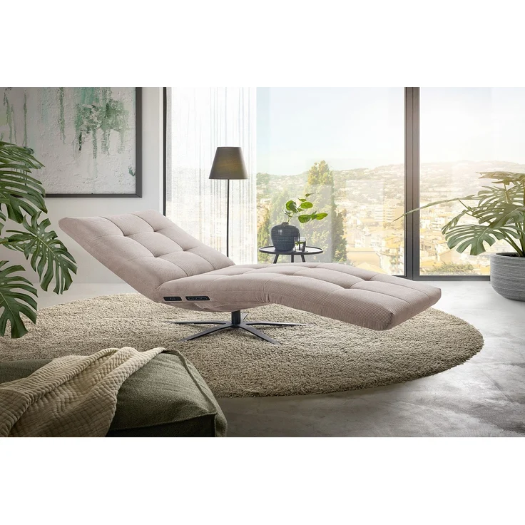 KAWOLA Relaxliege LETICIA motorisch Feincord beige 115 x 156 x 82 cm – Bild 1
