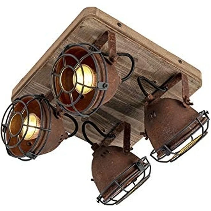 Qazqa LED Aufbaustrahler Gina, ohne Leuchtmittel, GU10, Rostbraun, Industrie, Stahl, 4-flammig – Bild 6