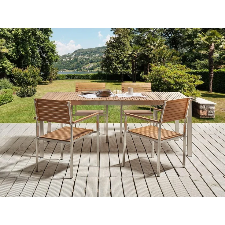 Beliani 'VIAREGGIO' Gartentisch, Teakholz Heller Holzfarbton – Bild 2