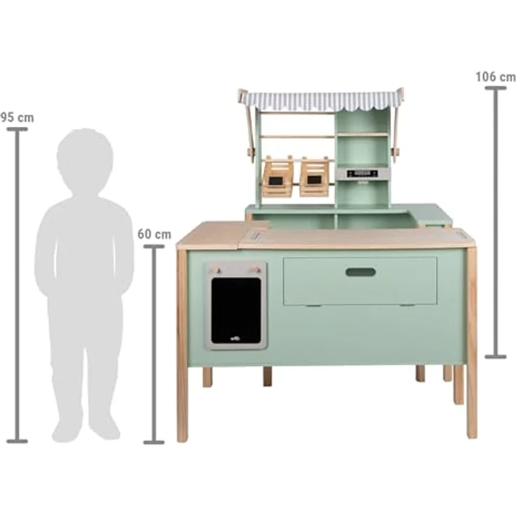 small foot Kaufladen & Kinderküche Fresh, vielseitig nutzbar als Imbiss, Kiosk oder Marktstand, Salbeigrün – Bild 14