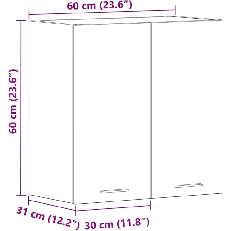 vidaXL Hängeschrank, Wandschrank für Küche, Küchenschrank mit viel Stauraum, Schwebeschrank Geschirrschrank Schrank, Grau Sonoma Holzwerkstoff – Bild 3