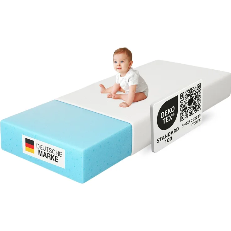 Arensberger Kindermatratze Babymatratze NORA | 60x120cm | Bezug waschbar & abnehmbar | punktelastischer Gelschaum | Jugendmatratze, allergikerfreundlich premium Bezug