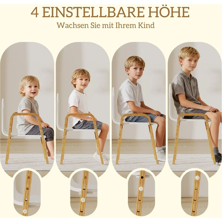 AIYAPLAY Kinderstuhl, Birkenholz, Weiß, 39L x 34B x 61,5H cm – Bild 4