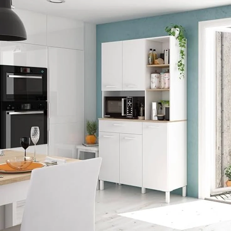 CaliCosy Highboard mit 5 Türen und 1 Schublade Kira - H186 cm - Weiß – Bild 2