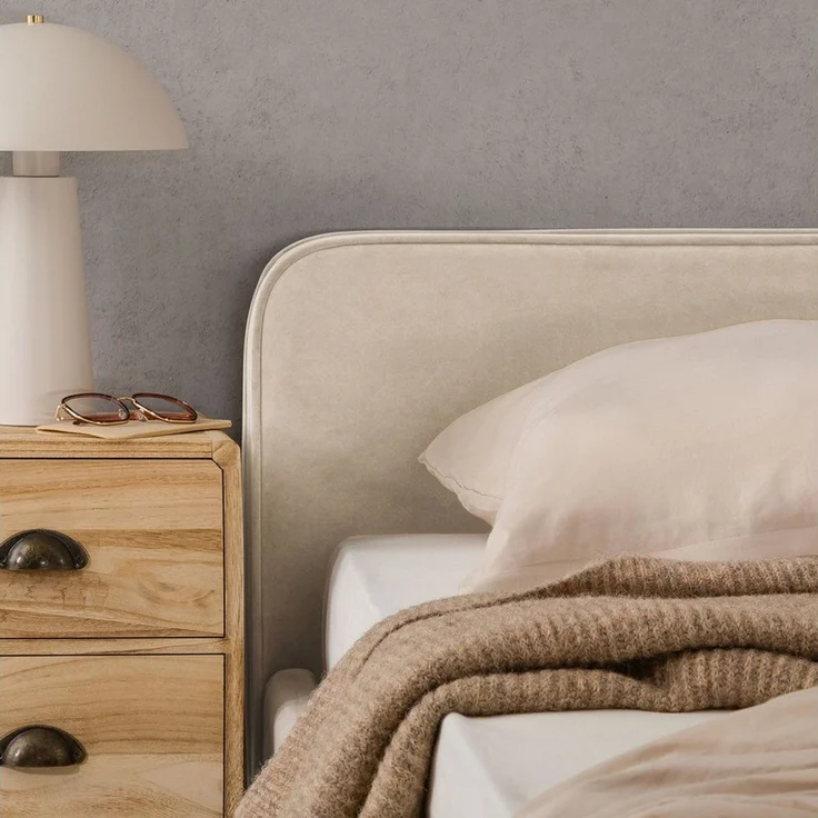 IDIMEX Polsterbett LAVORO, Bett 140x200 cm mit Lattenrost und Stoffbezug, Doppelbett beige – Bild 2