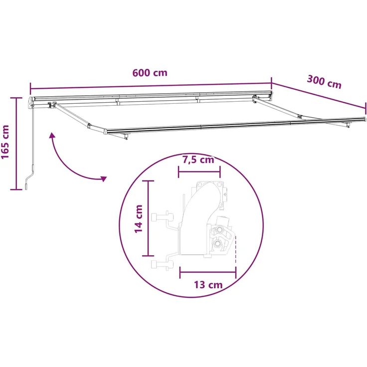 vidaXL Ausziehbare Markise Sand 600 cm Polyester und Aluminium 3426472 – Bild 7