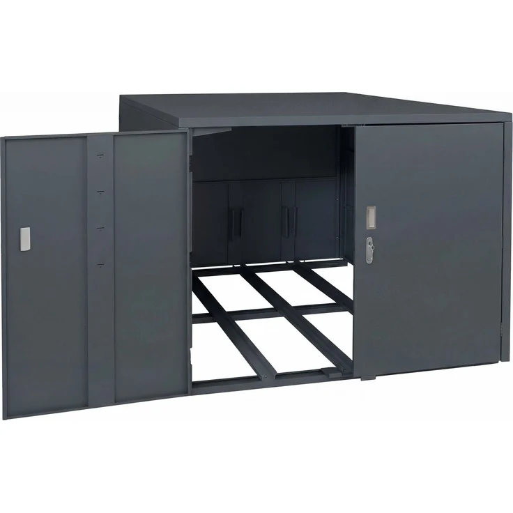 3er-Fahrradgarage HWC-P93, Fahrradunterstand Fahrradbox Bikebox, abschließbar verzinkter Stahl 124x148x208cm ~ anthrazit – Bild 9