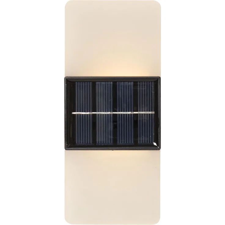 Kleine Solar Wandlampe ,Wally Frost', Dämmerungssensor, 2 Lichteinstellungen, matt-weiß, H 14cm