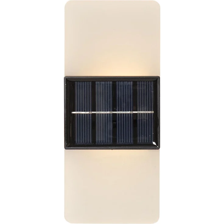 Kleine Solar Wandlampe ,Wally Frost', Dämmerungssensor, 2 Lichteinstellungen, matt-weiß, H 14cm – Bild 1