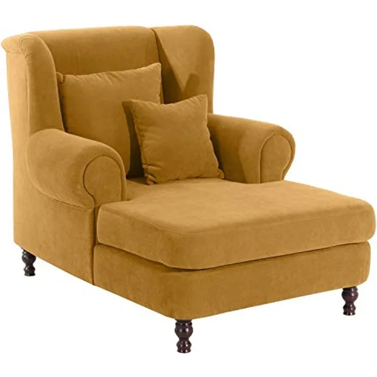 Mareille Big Sessel Veloursstoff Mais Buche Nussbaumfarben