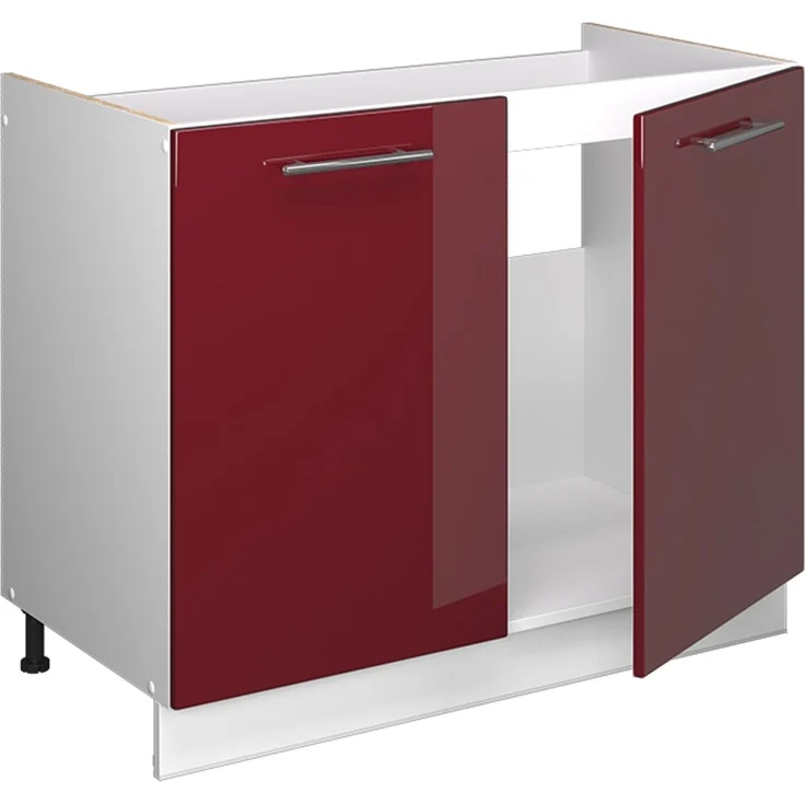 Spülenunterschrank Fame-Line Bordeaux Hochglanz/Weiß 100 cm, AP Eiche Vicco – Bild 6