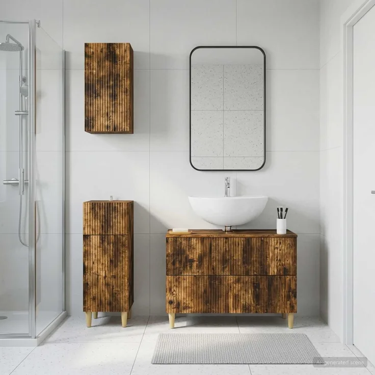 vidaXL 3-teiliges Badezimmer-Schranksystem ARNHEM Raucheiche 3417770