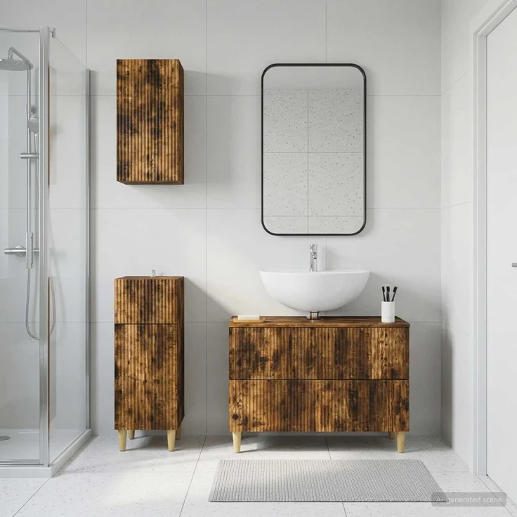 vidaXL 3-teiliges Badezimmer-Schranksystem ARNHEM Raucheiche 3417770 – Bild 1