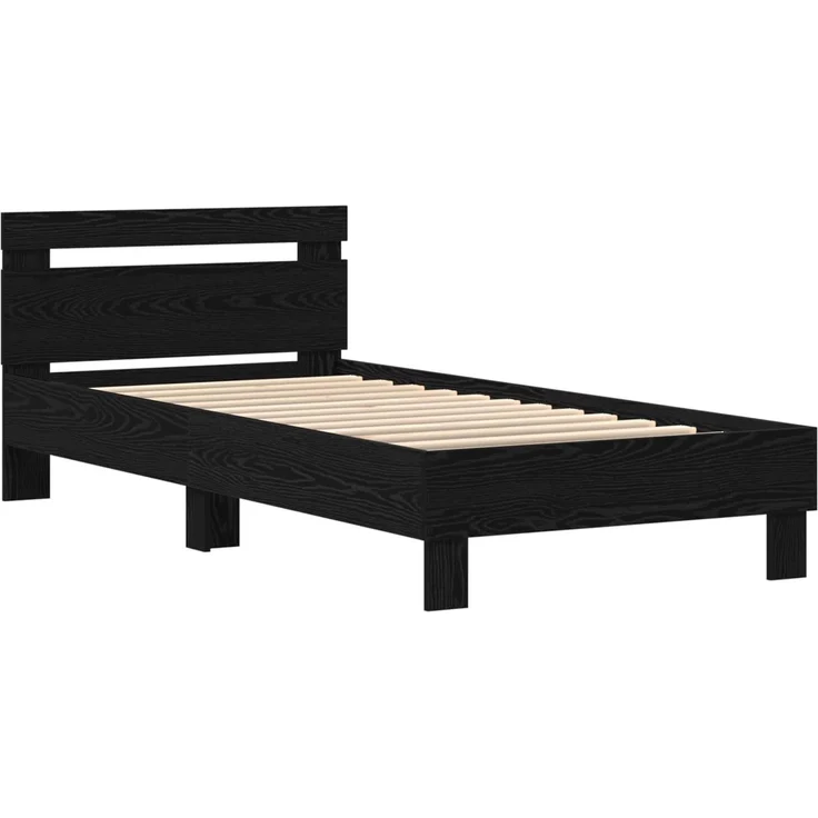 vidaXL Bettrahmen Schwarz Eichen-Optik 100 x 200 cm Holzwerkstoff 863639 – Bild 4