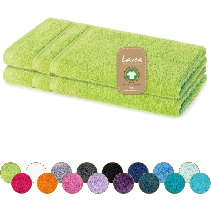 Lavea Gästehandtuch Bali, 30x50cm aus 100% Bio-Baumwolle, einzigartig weiche Gästetücher mit Aufhänger (Set, 2-St), hochwertiges und nachhaltiges Premium Gästetuch – saugstarke Faser – Bild 2