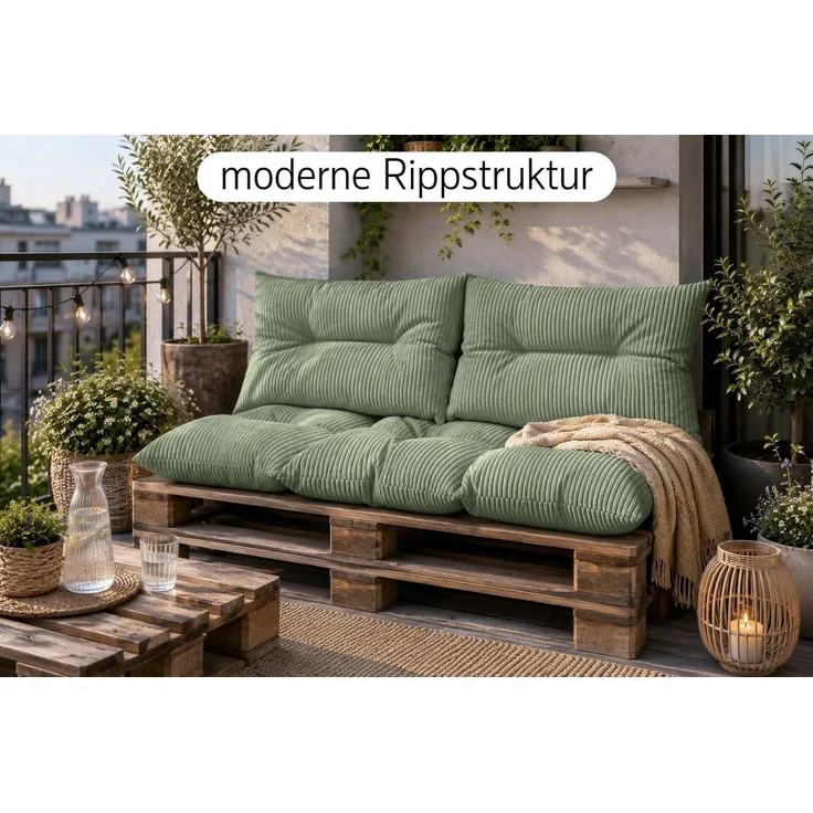 Amilian Palettenkissen Palettenauflagen Set 3-tlg, 120x80 cm + 2x 40x60 cm, für Palettenmöbel, Balkon, Terrasse und Wohnbereich – Bild 2