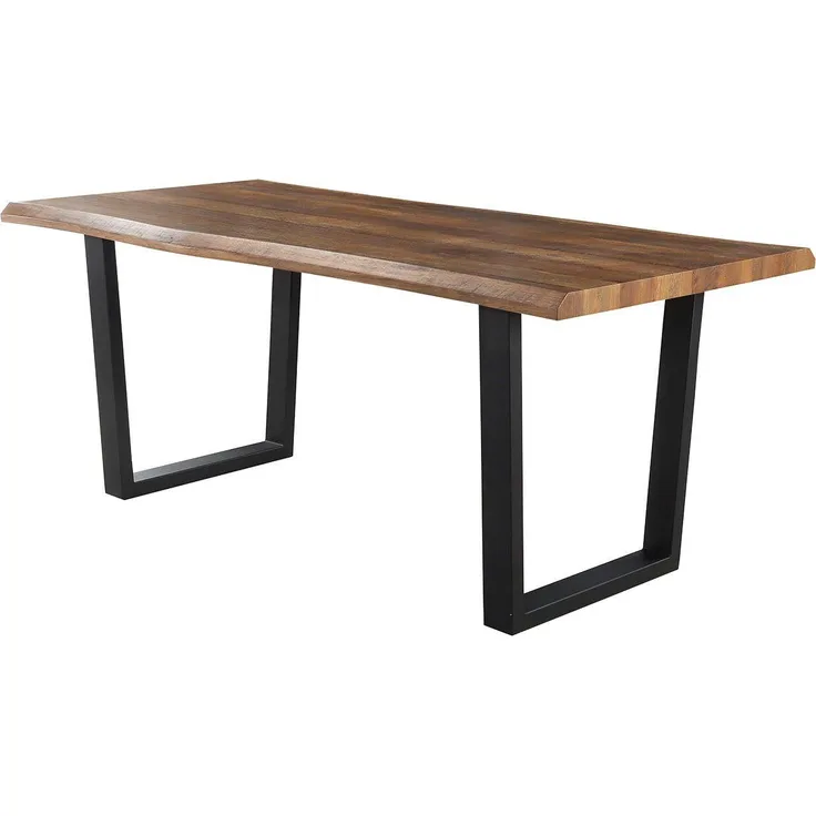 Jockenhöfer Gruppe Esstisch Margot, 180x90 cm geschwungene Baumkantenoptik und schwarzes Untergestell