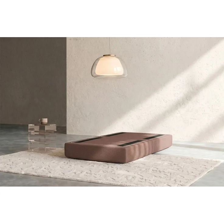 Terrakottafarbener Pouf aus glattem Stoff – Bild 3