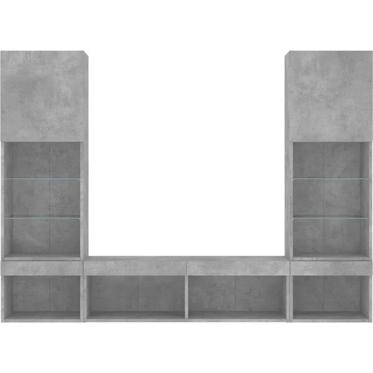 vidaXL 5-tlg. Wohnwand mit LED-Beleuchtung Betongrau Holzwerkstoff 3216693 – Bild 6