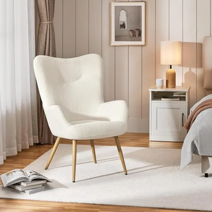 Yaheetech Ohrensessel eleganter Armsessel Polsterstuhl mit klappbare Rückenlehne Lehnsessel bis 136 kg belastbar Sessel fürs Wohnzimmer/Schlafzimmer – Bild 3